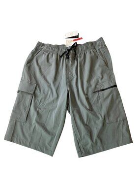 NWT Baleaf Gray Cargo Shorts UPF 50+ Lightweight Stretch Elastic Waist Large
